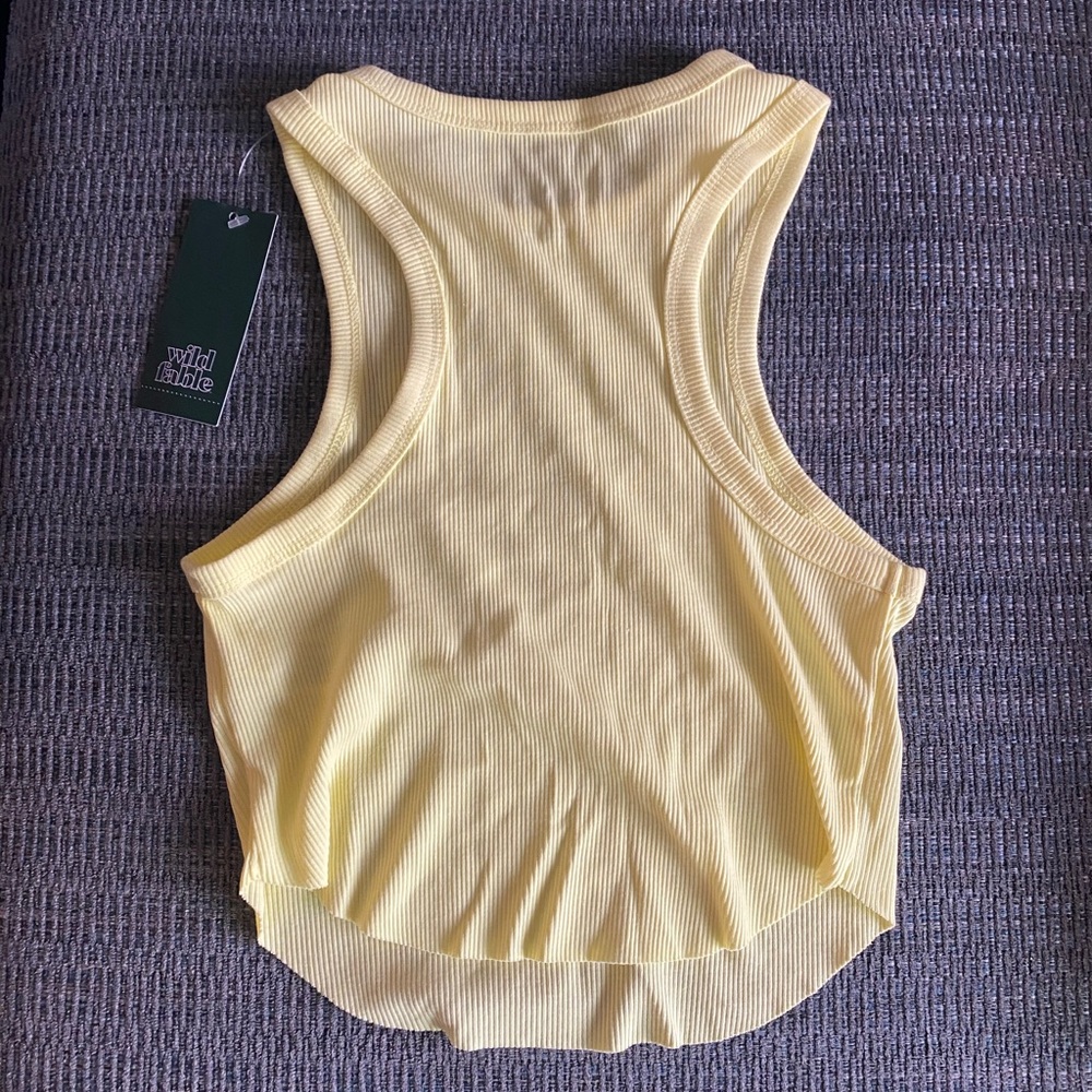 Woman’s Yellow Ribbed Tank Top - Picture 2 of 3